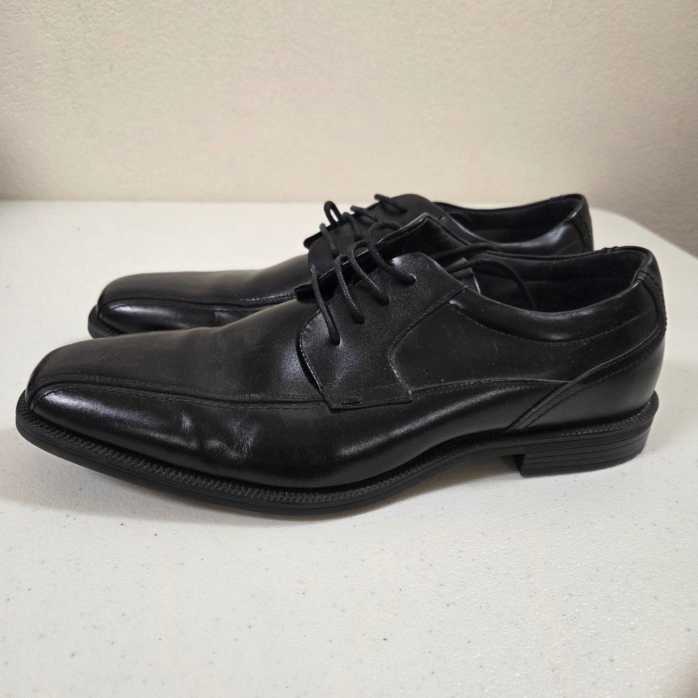 Florsheim Mens Black Leather Memory Foam Square Toe Derby Shoes 11744-001 9.5D